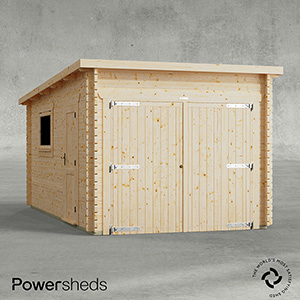Powersheds Pent Garage Log Cabin - 44mm