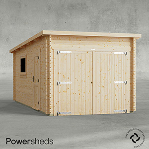 Powersheds Pent Garage Log Cabin - 44mm