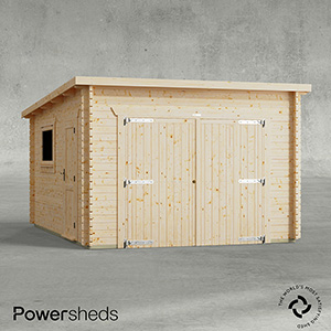 Powersheds Pent Garage Log Cabin - 44mm