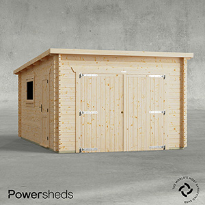 Powersheds Pent Garage Log Cabin - 44mm