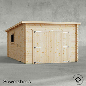 Powersheds Pent Garage Log Cabin - 44mm