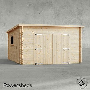 Powersheds Pent Garage Log Cabin - 44mm