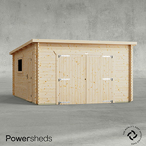 Powersheds Pent Garage Log Cabin - 44mm