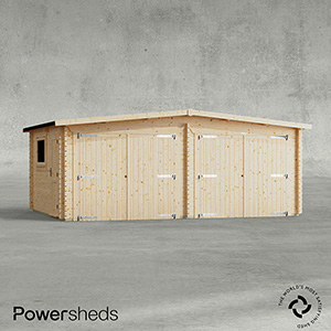 Powersheds Apex Double Garage Log Cabin - 44mm