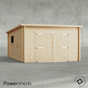 Powersheds Pent Garage Log Cabin - 44mm