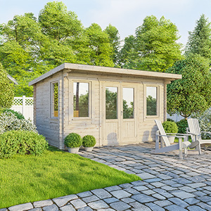 Powersheds Pent Classic Log Cabin - 44mm