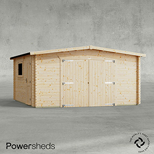 Powersheds Apex Garage Log Cabin - 44mm