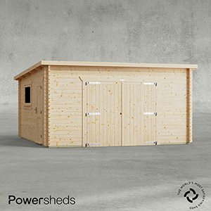 Powersheds Pent Garage Log Cabin - 44mm