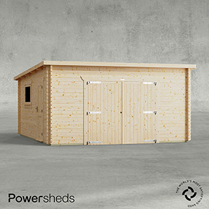 Powersheds Pent Garage Log Cabin - 44mm
