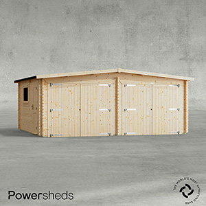 Powersheds Apex Double Garage Log Cabin - 44mm