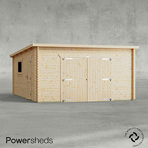 Powersheds Pent Garage Log Cabin - 44mm