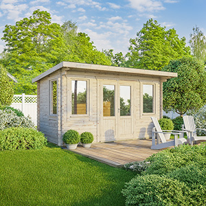 Powersheds Pent Classic Log Cabin - 44mm
