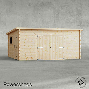 Powersheds Pent Garage Log Cabin - 44mm