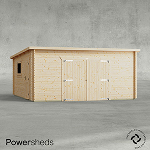 Powersheds Pent Garage Log Cabin - 44mm