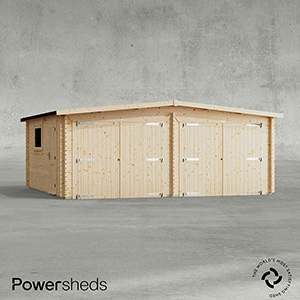 Powersheds Apex Double Garage Log Cabin - 44mm