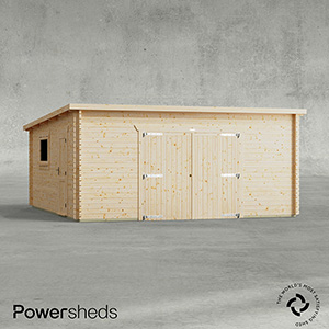 Powersheds Pent Garage Log Cabin - 44mm