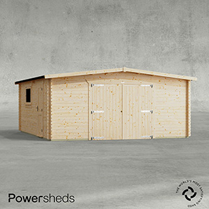 Powersheds Apex Garage Log Cabin - 44mm