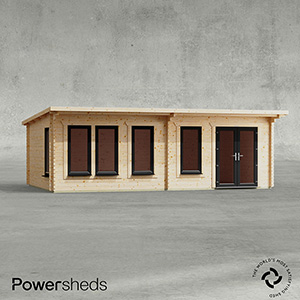 Powersheds Pent Manor Log Cabin - 44mm