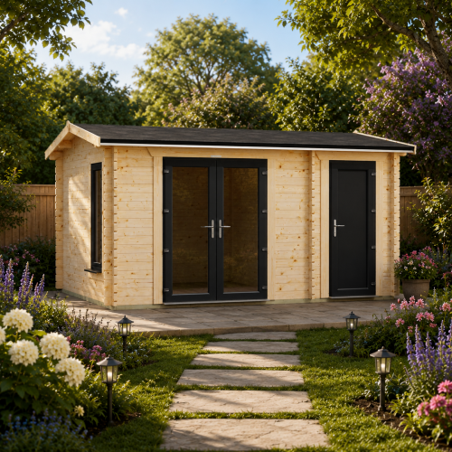 Powersheds Apex Combi Log Cabin - 44mm
