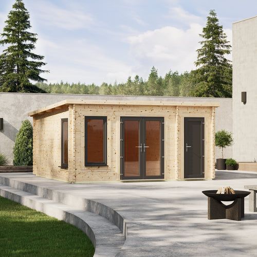 Powersheds Pent Combi Log Cabin - 44mm